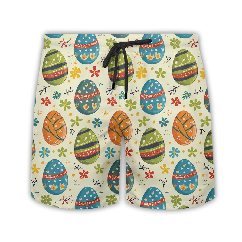 Hawaiian Easter Day 3D Printed Short Pants For Men Clothes Colorful Eggs Beach Shorts Casual Aloha Kids Trunks Boy Trousers Tops