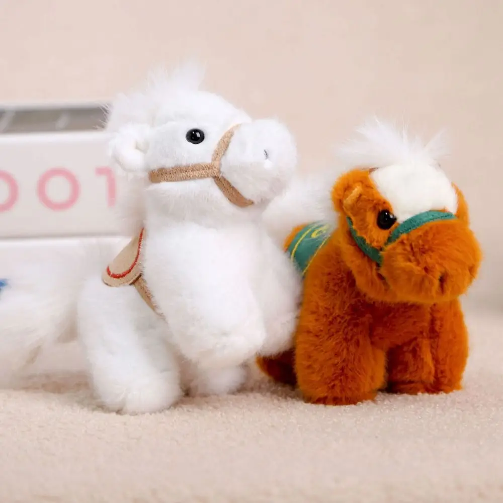 중국 스타일 빈티지 포니 플러시 키체인 PP 코튼 마스코트 만화 동물 인형 휴대용 플러피