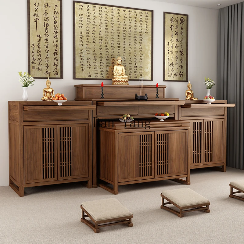 YJ Shentai offering table Solid wood Buddhist hall Buddhist platform offering table offering incense table Middle hall cabinet