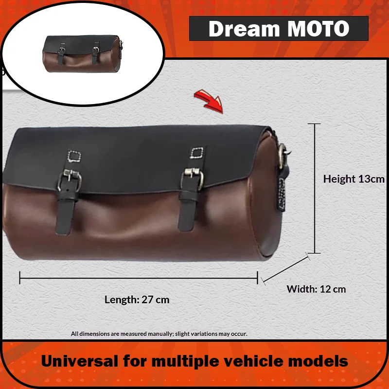 【Premium】For retro motorcycle leather edge bags, leather round bucket bags, waterproof and durable, motorcycle modification part