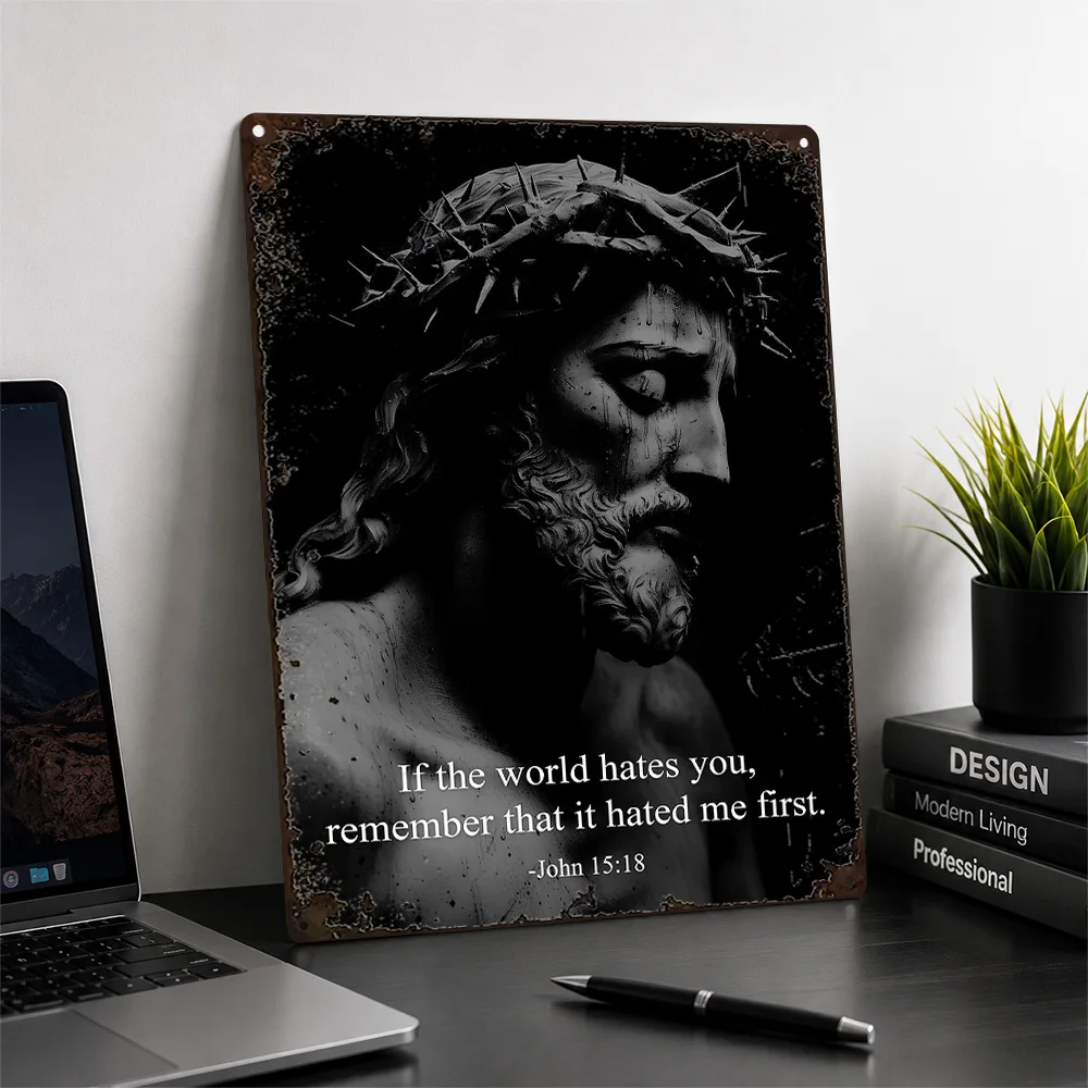 Jesus Thorn Crown Bible Verse Printed Poster Graphic Wall Art For Home Office Personalized Aluminum Metal Sign Easter Gift Idea