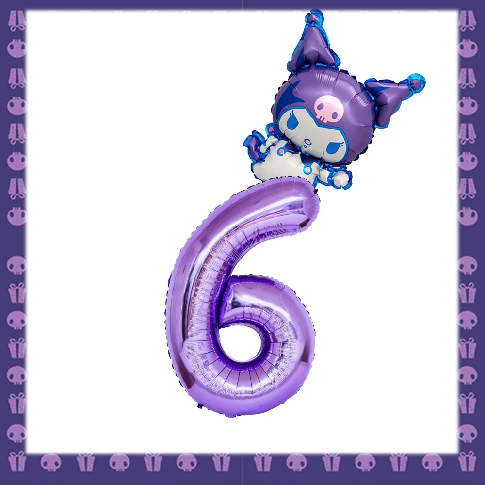 

New Kuromi Birthday Decoration Number Balloon Party Decoration Supplies 32-in Purple Digital Balloon Children's Gift Baby Showe