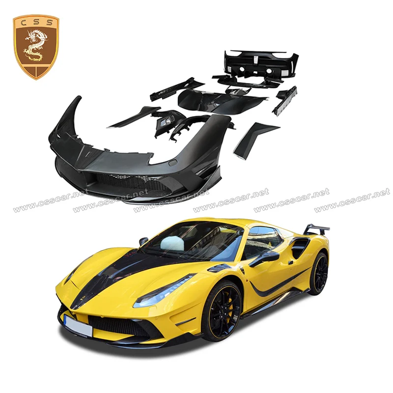 Carbon Fiber Body Kit  For Ferrari 488 GTB Spider MSY Style Front Rear Bumper Hood Rear Diffuser Fenders Car Tuning Accessories