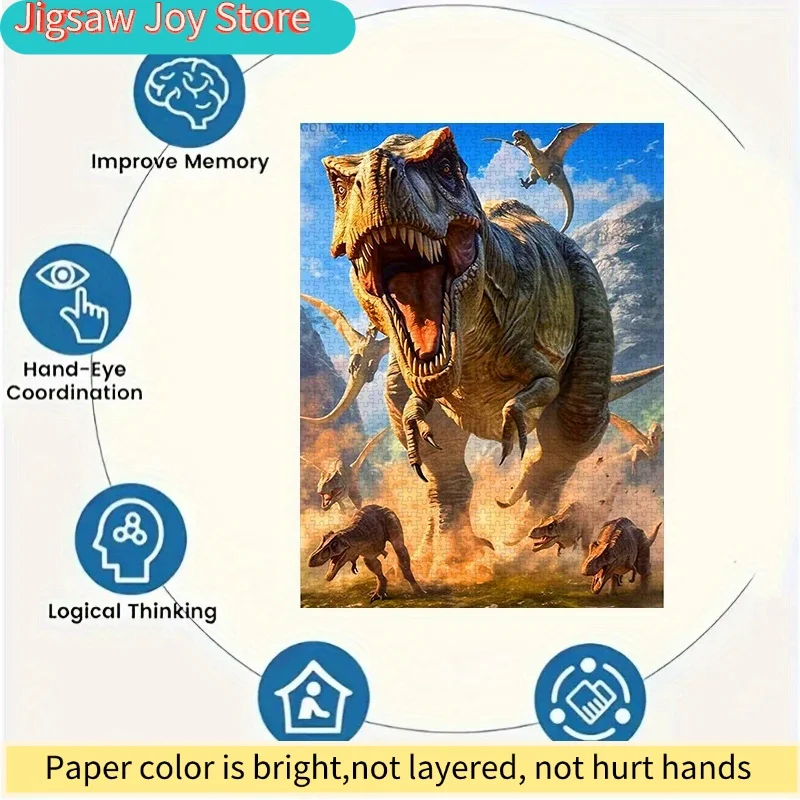 Puzzle, DIY Paper Puzzle, Tyrannosaurus Rex and Dinosaur Herd, Jurassic Era, Ancient Creatures, Adult Puzzle, Suitable for Ho