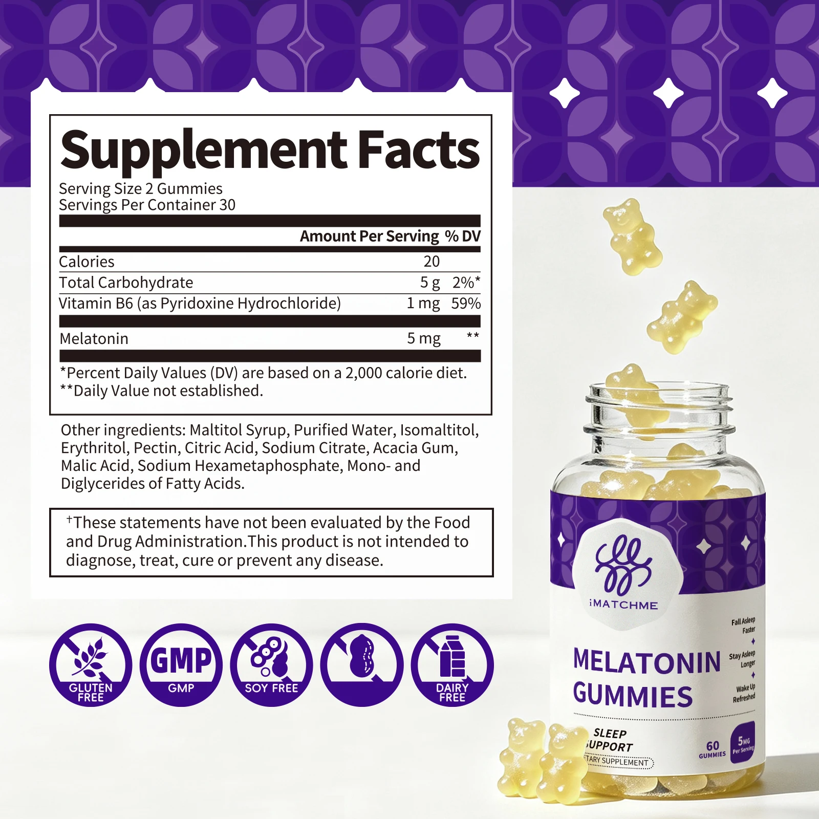 iMATCHME Gomas de Melatonina 5 - Melatonin Sleep Gummy avaliação e preço