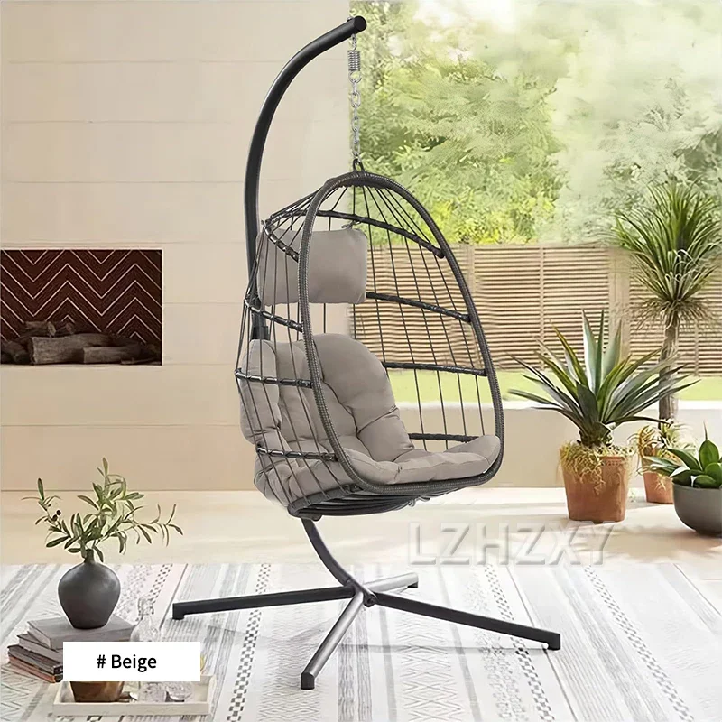 Egg Chair With Cushions Hanging Swing Egg Chair Wicker Hammock Egg Chair for Indoor Outdoor Garden Balcony Patio