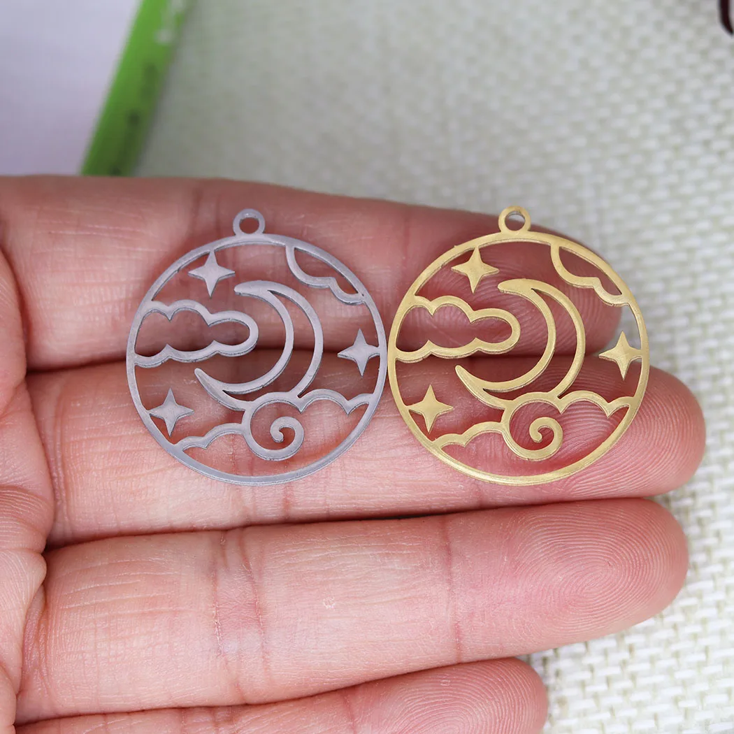 3pcs/Lot Crescent Moon Stars Night Sky Charm Fit Stainless Steel Charm Bracelet Necklace Jewelry Making Pendant DIY Supplier