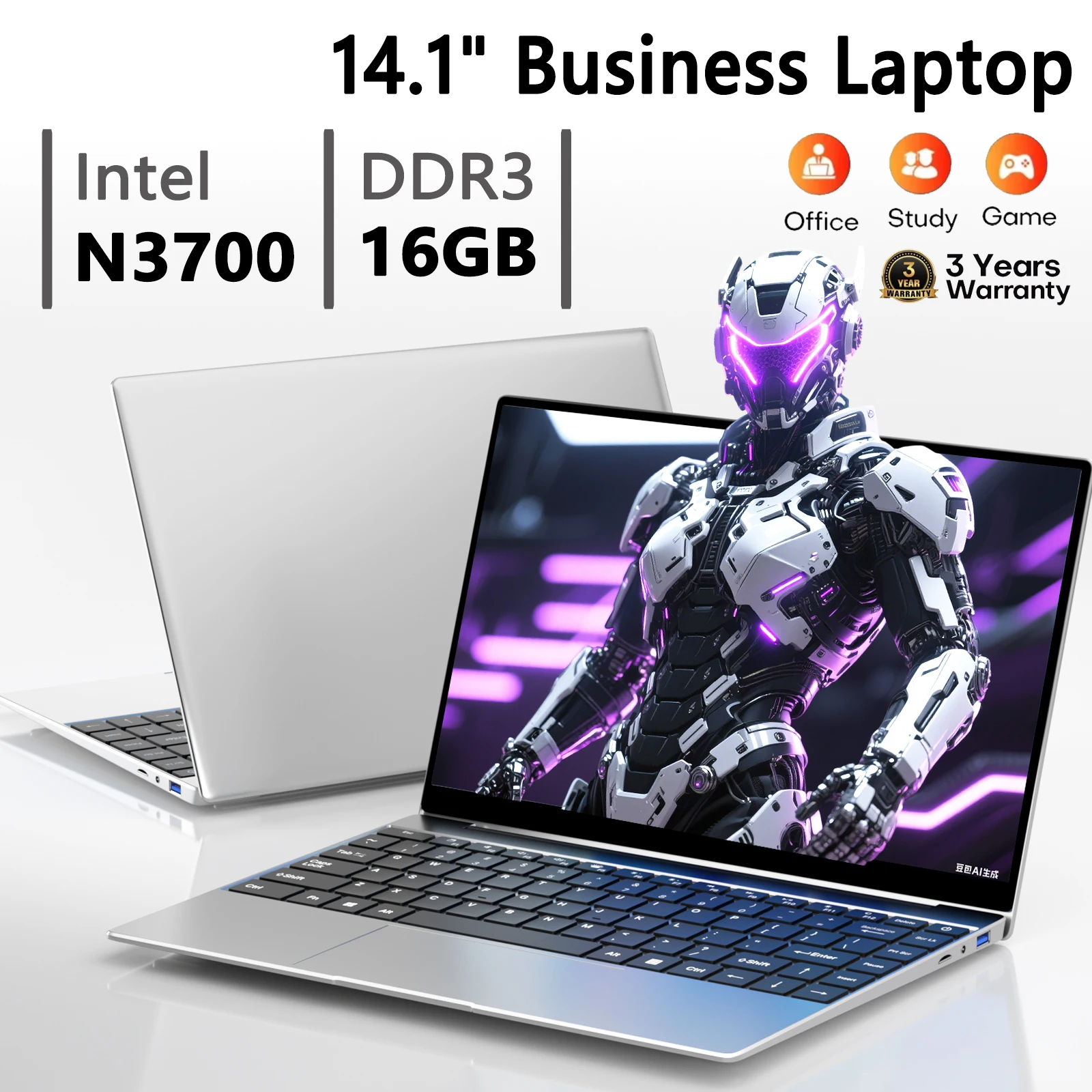 Laptop 14,1 cala Intel N3700, Windows 11 Pro, DDR3 16GB RAM, Ultrabook, 512GB 1TB SSD, Przenośny Notebook PC, Laptop do Pracy i Nauki