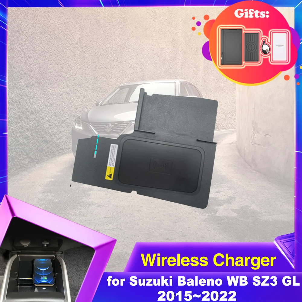 Car Wireless Charging Pad for Suzuki Baleno WB SZ3 GL 2015~2022 Panel Center Console Phone Fast Charger Plate Tray Accessories