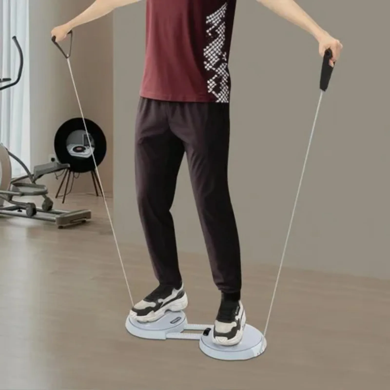 لوحة LCD Ab Twister باللون الرمادي قابلة للتعديل مع شريطين مقاومة، معدات تمارين الجسم بالكامل للياقة البدنية المنزلية، مدرب القوة الأساسي #5