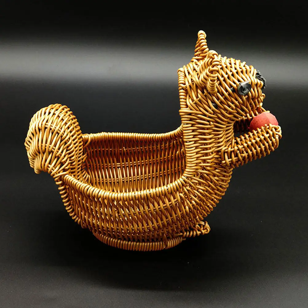 

Большая плетеная корзина из искусственного ротанга для хранения хлеба, фруктов, закусок, настольный органайзер, кухонная утварь, плетеная корзина для бара