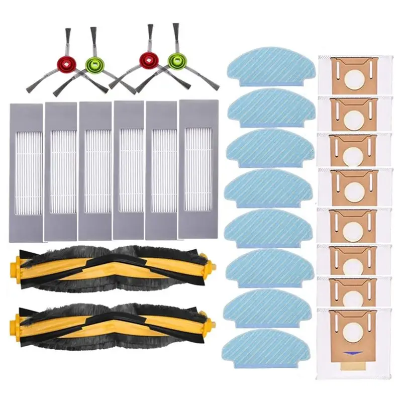 

Запасные части для робота-пылесоса ECOVACS DEEBOT N10 / N10 PLUS: основная и боковые щетки, HEPA-фильтр, салфетка для влажной уборки, мешок для сбора пыли.