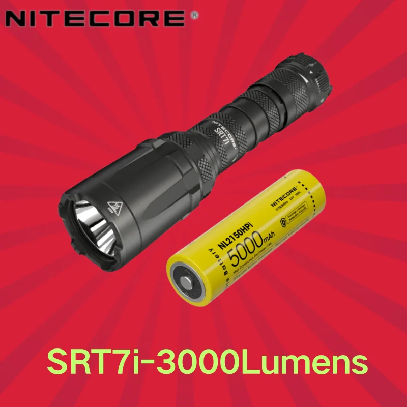 NITECORE SRT7i USB Rechargeable Tactical flashlight 3000Lumens With Back Magnetic Suction Function Include 21700 Battery