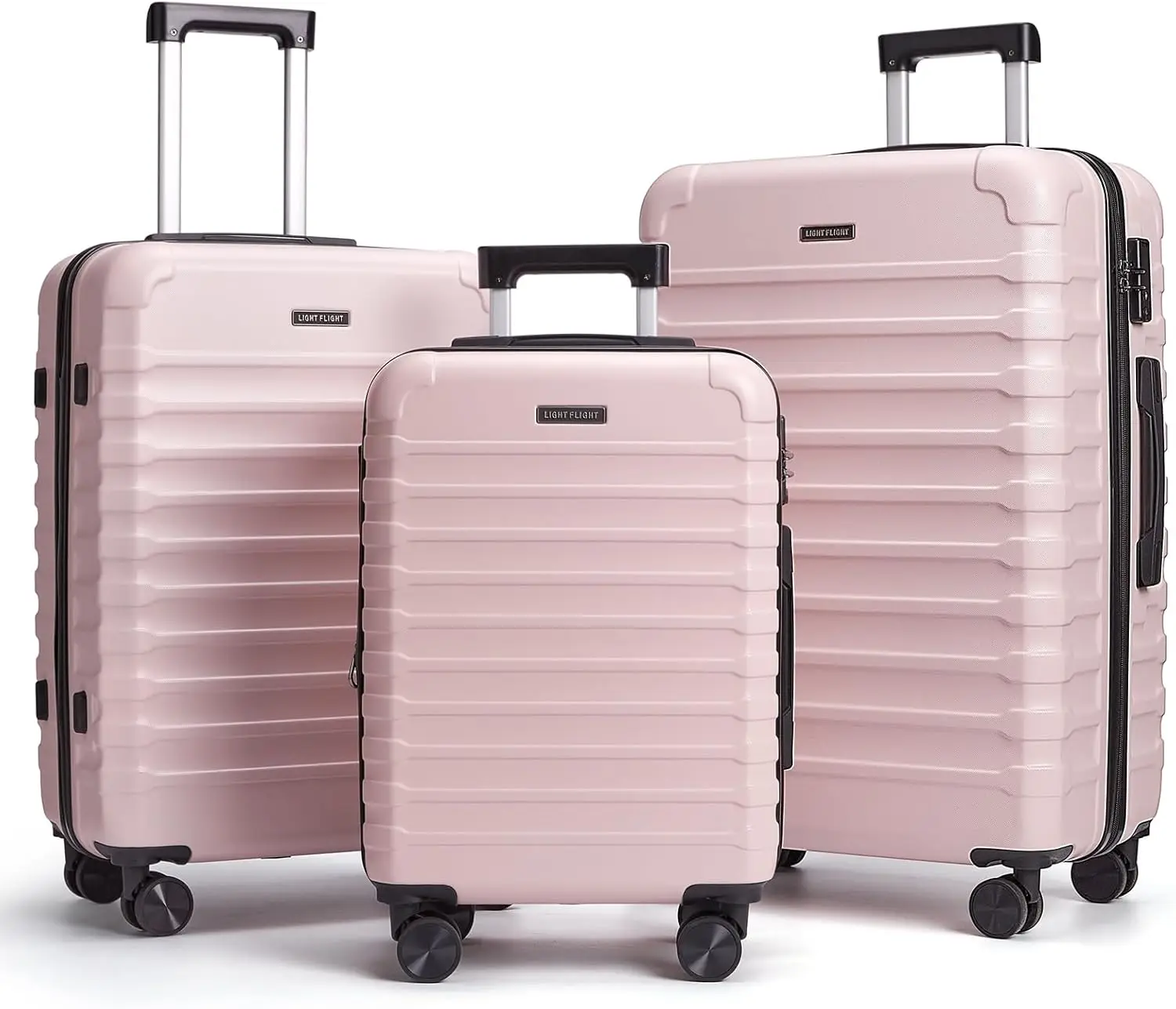 

3-Piece Pink Luggage Set with Spinner Wheels, TSA Lock, 20/24/28 Inch Hardside Suitcases