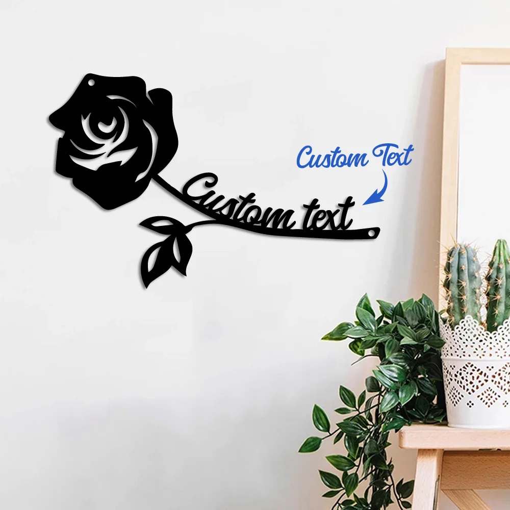1 Pieza de Decoración de Pared de Metal con Rosas Personalizadas, Estilo Rústico, con Marco de Madera, Perfecta para Jardines, Patios y Casas de Campo