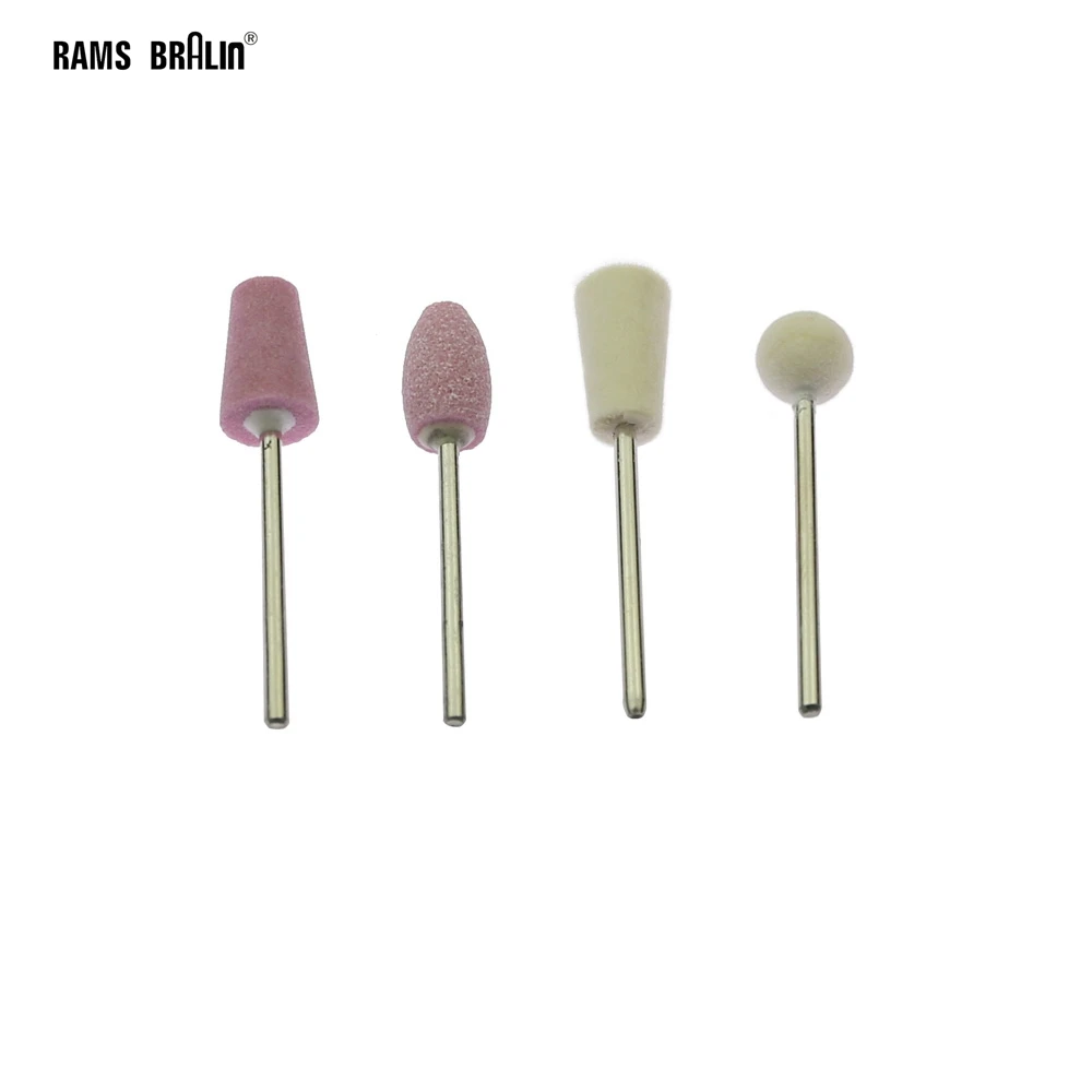 12 pieces 2.35mm shank Mounted Points Ceramic Grinding Heads Wool Felt Polishing Wheel for Mould Nail Finish