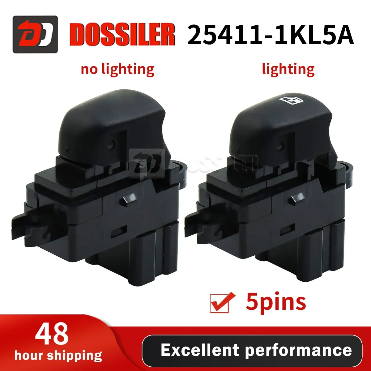 

25411-1KL5A Dossiler Passenger & Master Power Window Switch For Nissan Juke Altima Tiida Sylphy X-Trail Qashqai Rogue 5 Pins