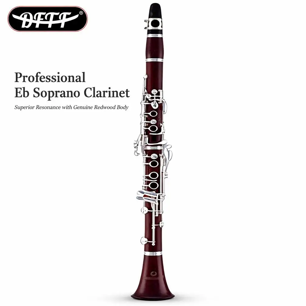 OEM High Grade Eb Key Rosewood Body Silver Plating Soprano Clarinet 17 Key Wood Wind Instruments Professional Performance