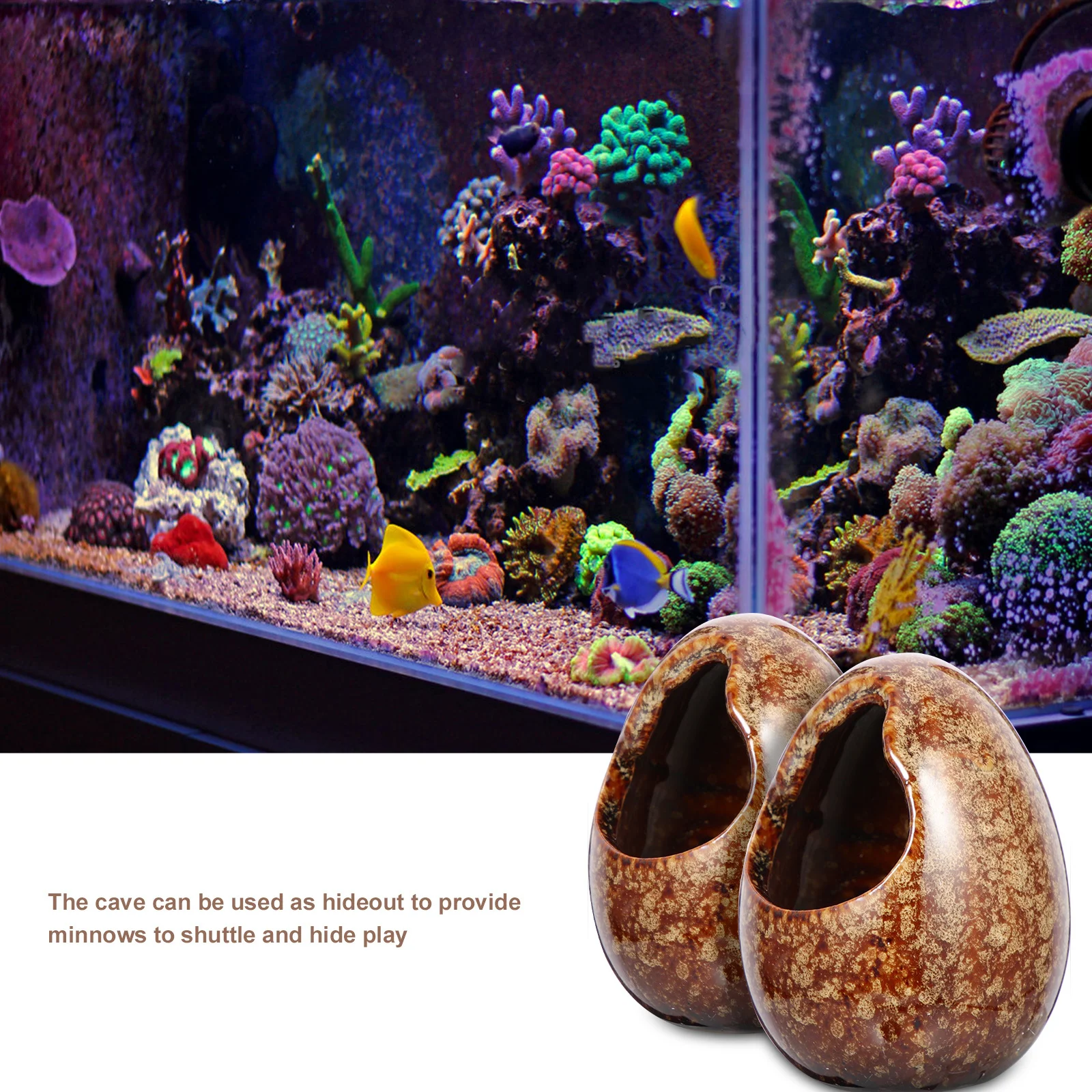 

2Pcs Fish Tank Decor Ceramic Aquarium Cave for Small Fish and Shrimp Hideout Landscape Ornament Compact Safe Vivid