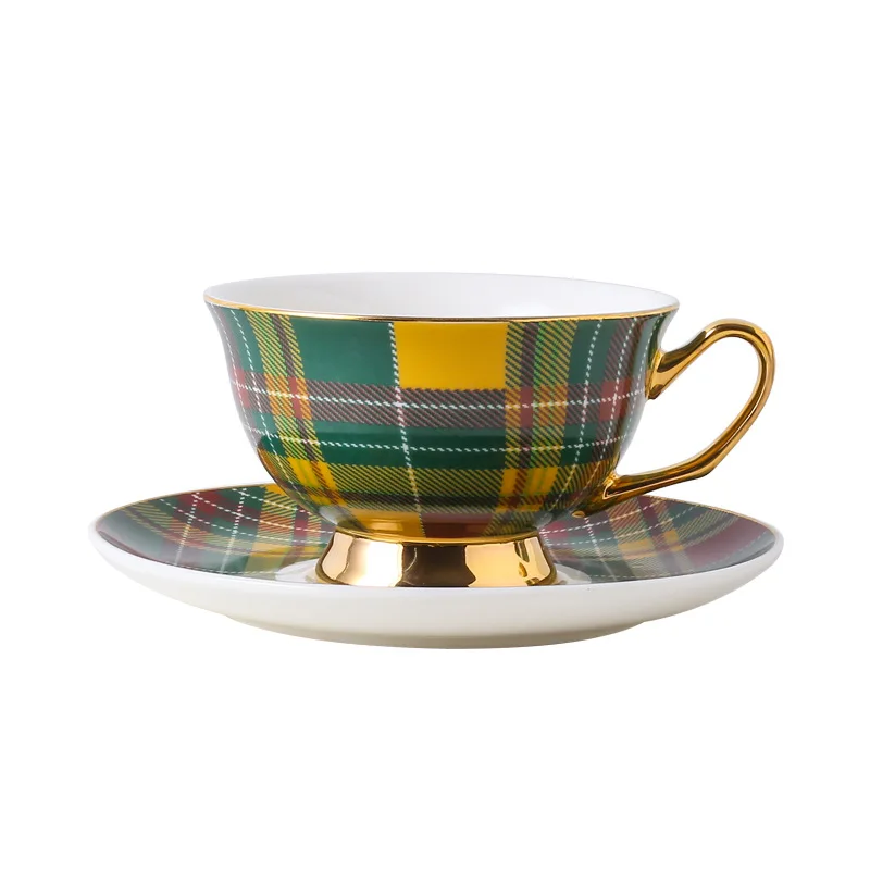 American Coffee Cup and Saucer Afternoon Tea English Cup Office Exquisite Plaid Couple Cup Set Turkish Coffee Cups Tea Cup
