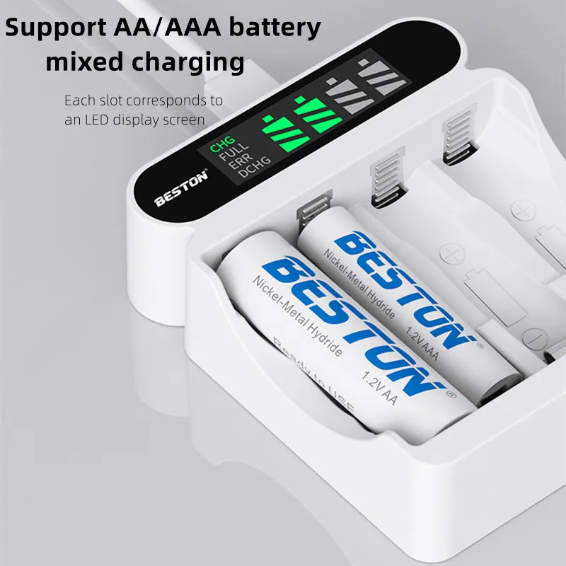 AA/AAA Battery Charger 4 Slots Intelligent LCD Indicator USB Charger for Ni-MH 1.2V Rechargeable Batteries AA Battery Charger