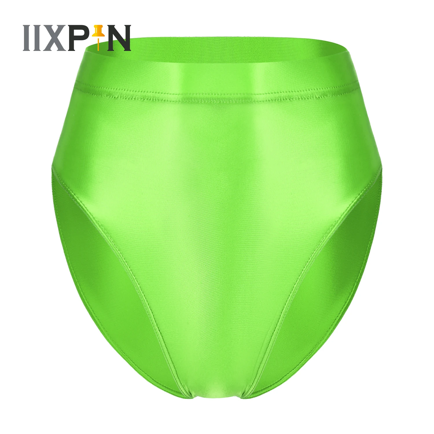 

Womens Glossy High Waist Briefs Sexy Panties Oil Thong Dance Wear Lingerie Underwear Solid Color Swimsuit Bottom Swimwear