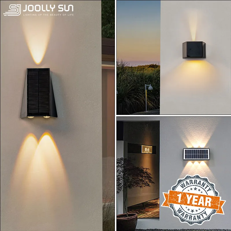 

JoollySun Solar Light Outdoor Wall Lamp Waterproof Sunlight Fixture for Garden Porch Fence Home Wireless Energy Saving Sconces