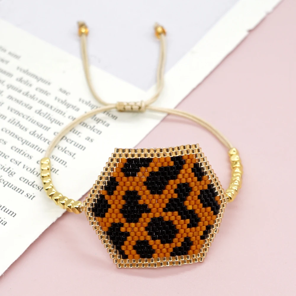 Go2boho 2023 HOT Hexagon Pattern Miyuki Bohemia Hand-knitting Bracelet Cotton String Elegent Jewelry