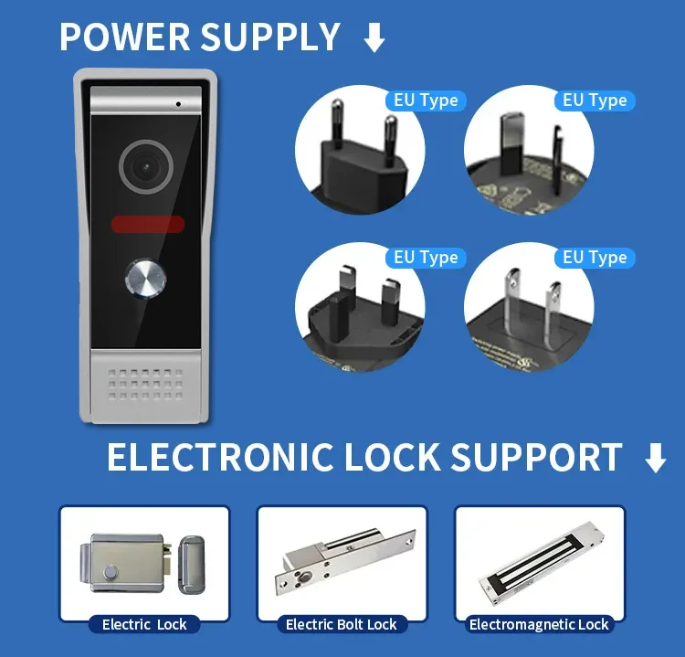 7-Inch Video Intercom Doorbell System Rainproof Outdoor Station Home Intercom Systems With Ahd Color Display
