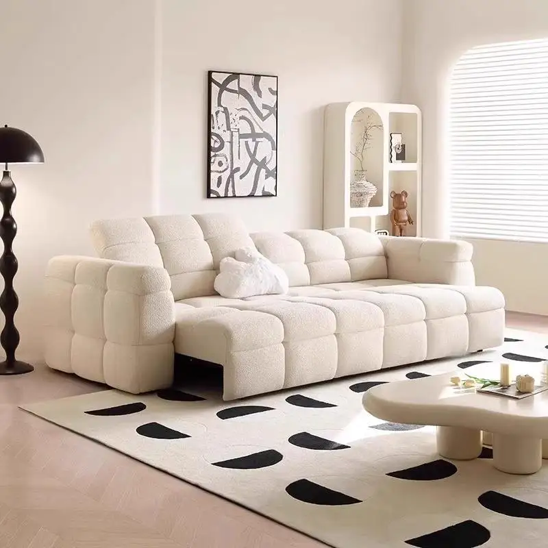 Modern Living Room Bedroom Bed With Comfort Cushions And Composite Fabric Upholstery For Family Seating And Home Lounge Use