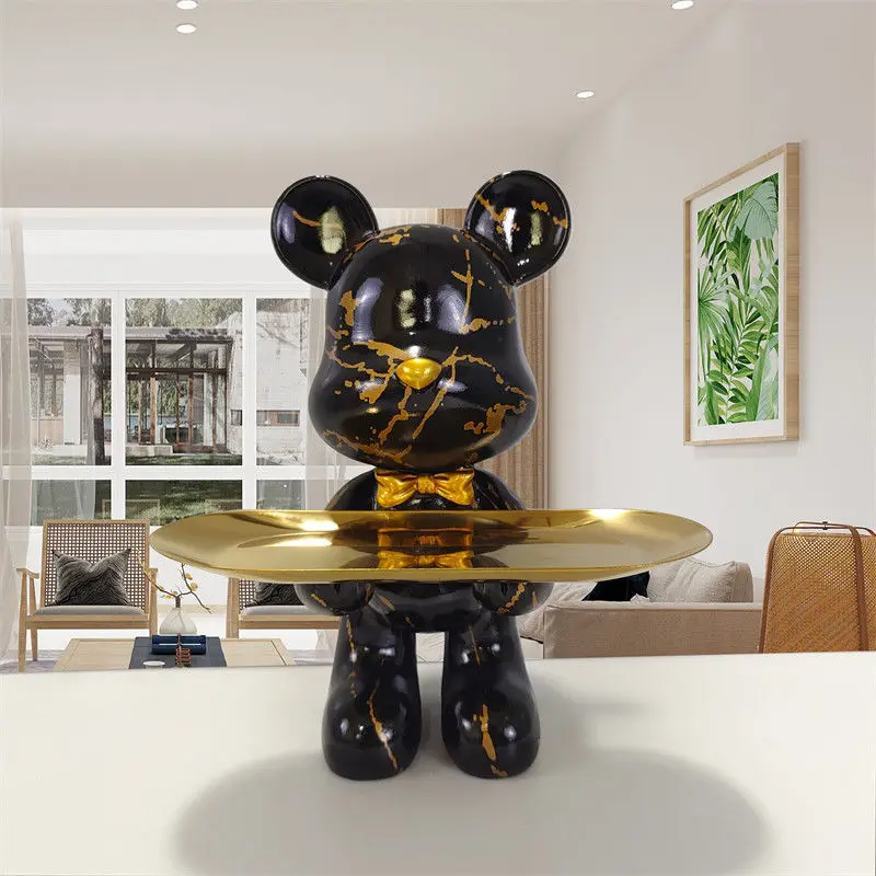 Imagem -03 - Estátua de Urso com Bandeja de Armazenamento Escultura Animal Artesanato para Chaves Diversos Petiscos Bandeja de Resina Decoração de Mesa