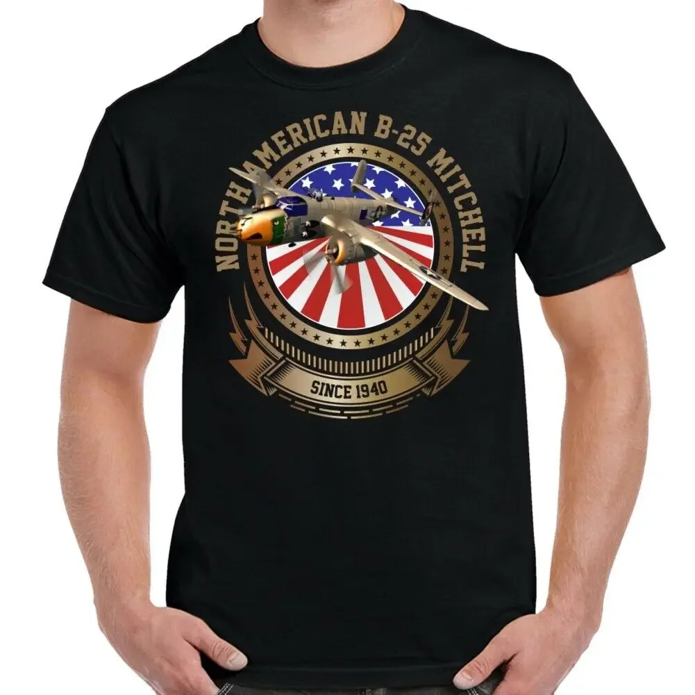 B-25 Mitchell Medium Bomber T Shirt. New 100% Cotton Short Sleeve O-Neck Casual T-shirts Loose Top Size S-3XL