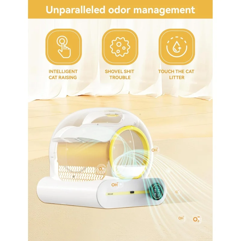 Self Cleaning Cat Litter Box,65L 9L Large Automatic ,with Odor-Removal Design&Weight Monitoring Function,APP R