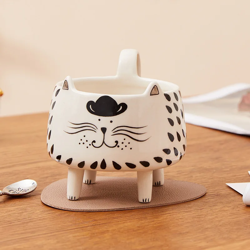 Fun Four Legged Cat Cute Female Coffee Cup Cute Ceramic Cat Cup Novel Coffee Drinking Milk Ceramic Cup Mug