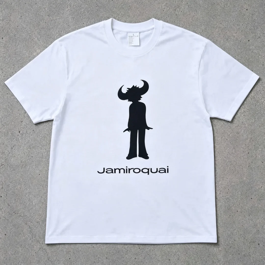Jamiroquai Buffalo Hat Silhouette Logo Print T-Shirt Unisex Locker Geschnittenes Oversized Harajuku Streetwear Baumwoll-Sommer-Grafik-T-Shirt – Detail 4