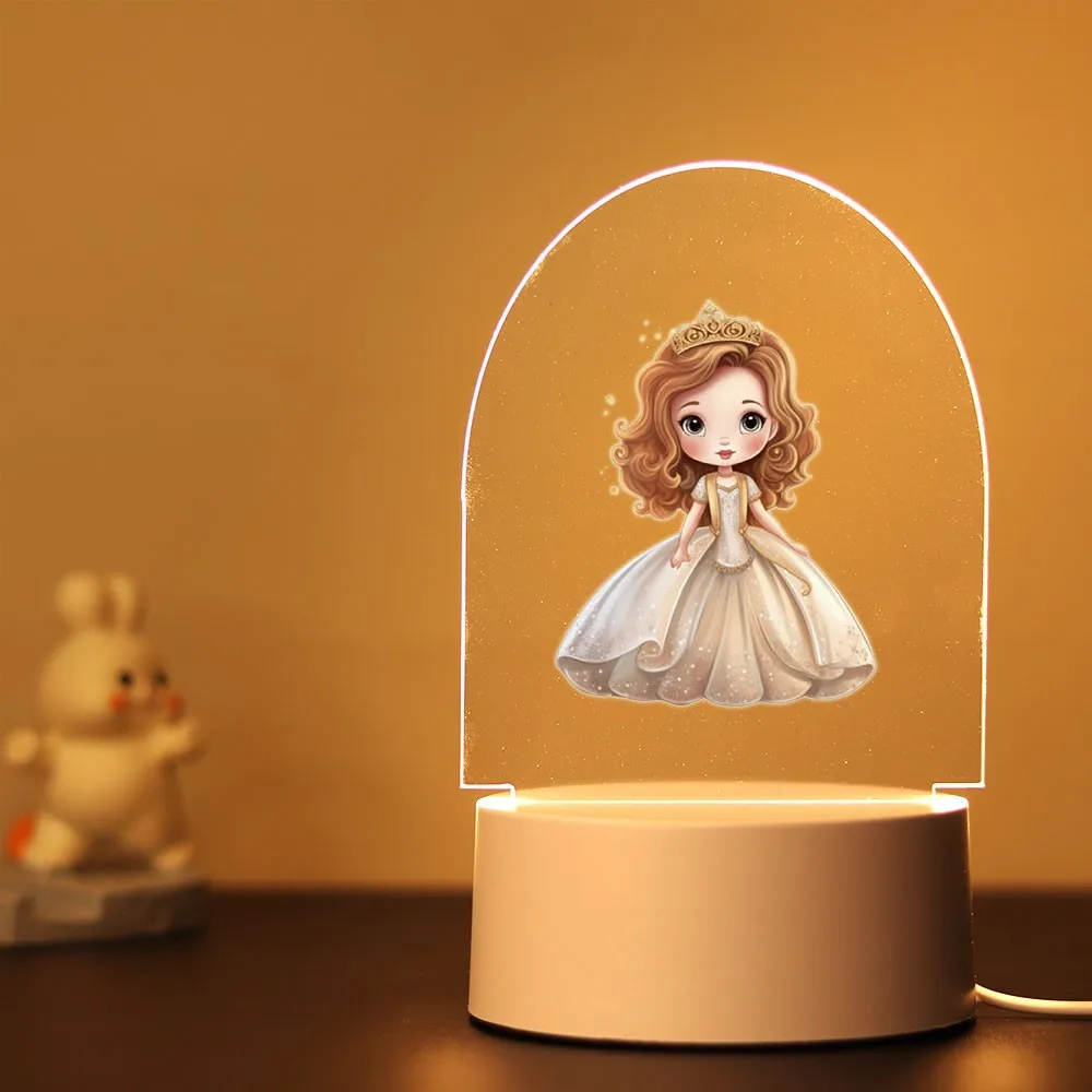 Princess Color Changing Night Lamp Children\'s Room Decor Custom Gril Bedroom Table Light with lovely grils