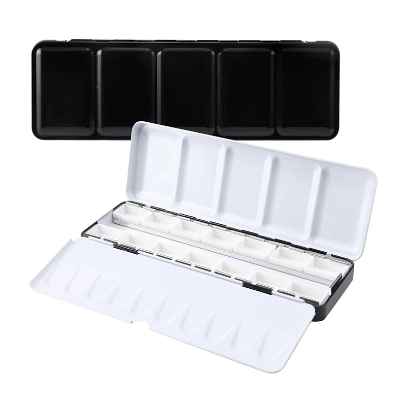 

Empty Watercolor Palette With 14pcs Full Pans, Metal Empty Watercolor Tin Palette Paint Case For Diy Travel Watercolor Palette