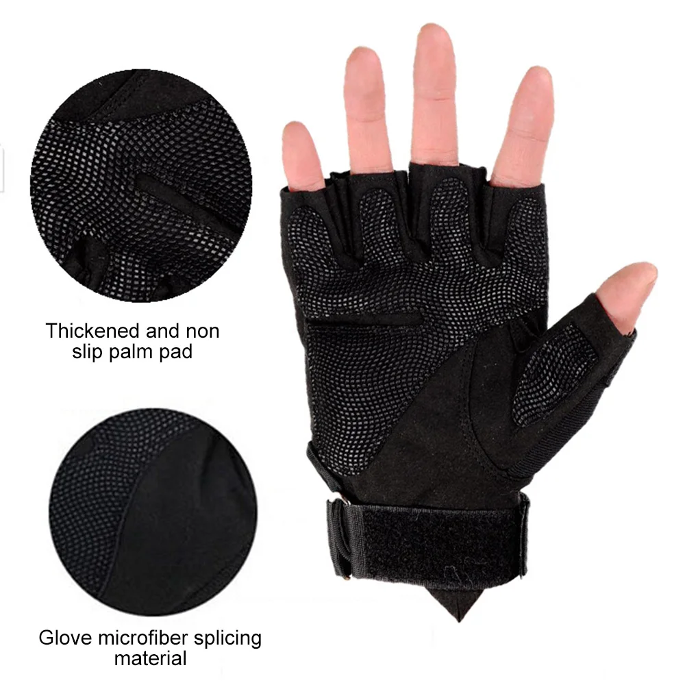 Motocicleta Equitação Fitness Luvas Outdoor Tactical Fingerless Luvas Hard Knuckle Caça Combate Caminhadas Militar Meio Dedo Glov