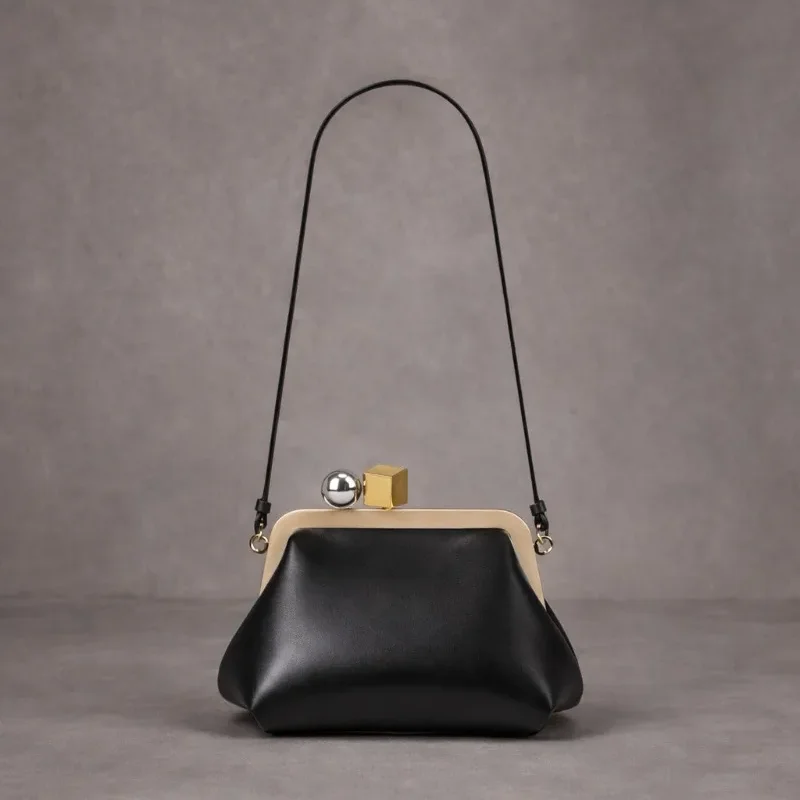 Fashion Women's Bag Metal Square Gold Ball Buckle Shoulder Bag High Quality Personality Clip Dinner Bag Designer Luxury Handbags