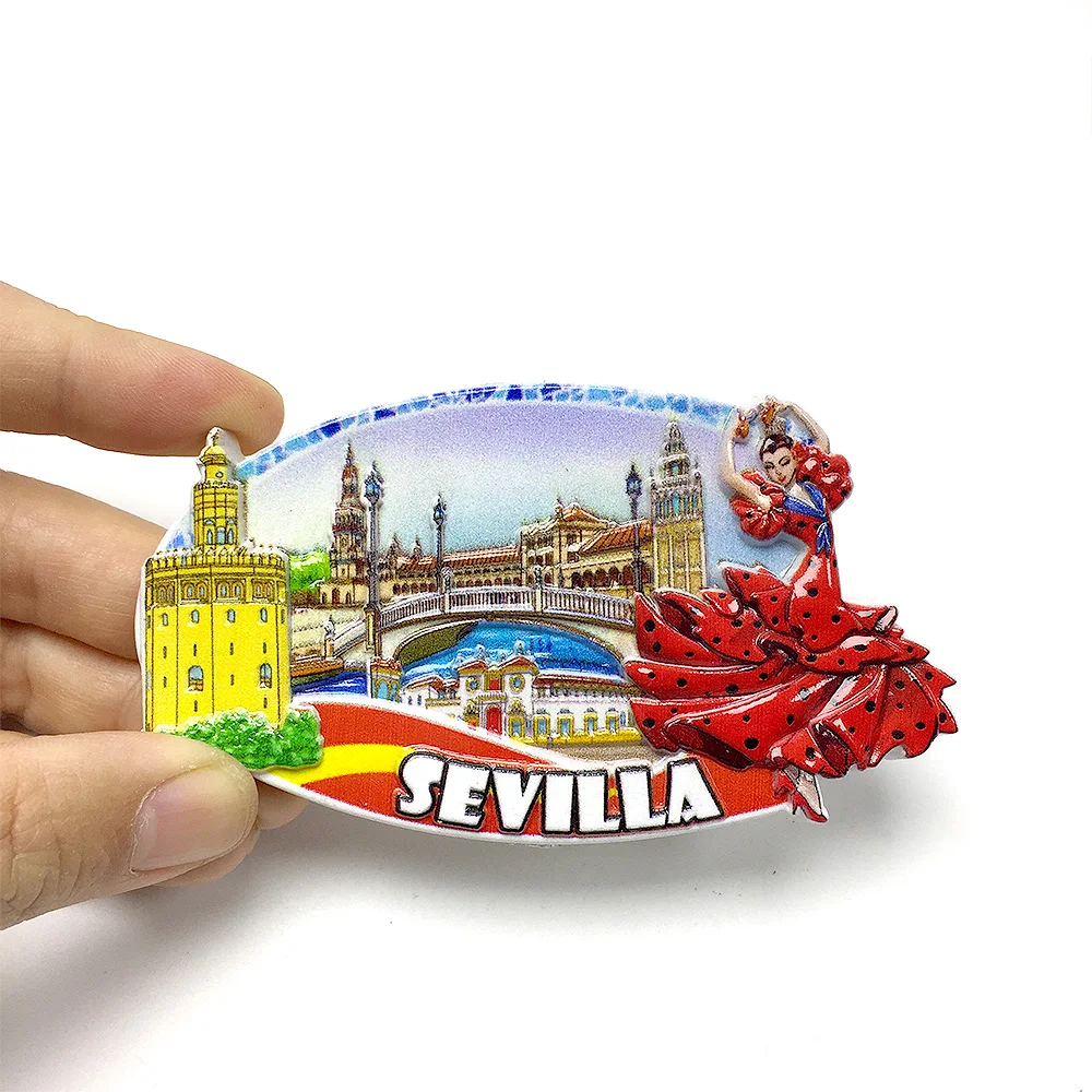 

Spain Seville 3D Resin Fridge Magnet, Showcasing Famous Landmarks and Matador