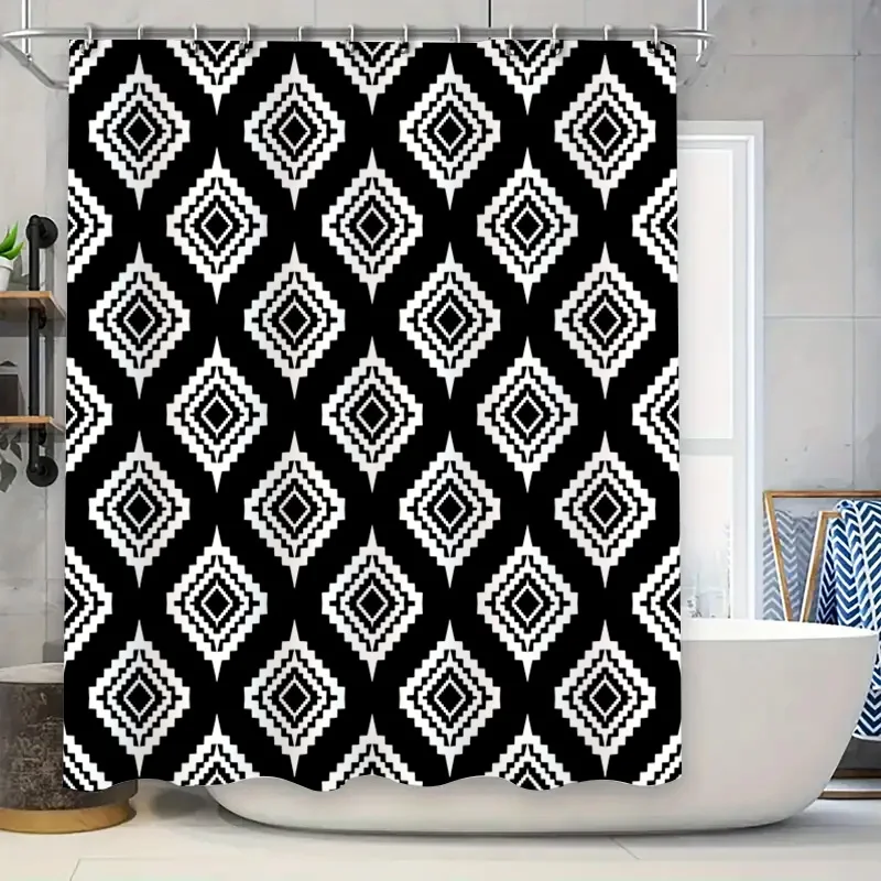 

Modern Black White Diamond Pattern Shower Curtain for Bathrooms Size: 180cm x 180cm (72in x 72in)