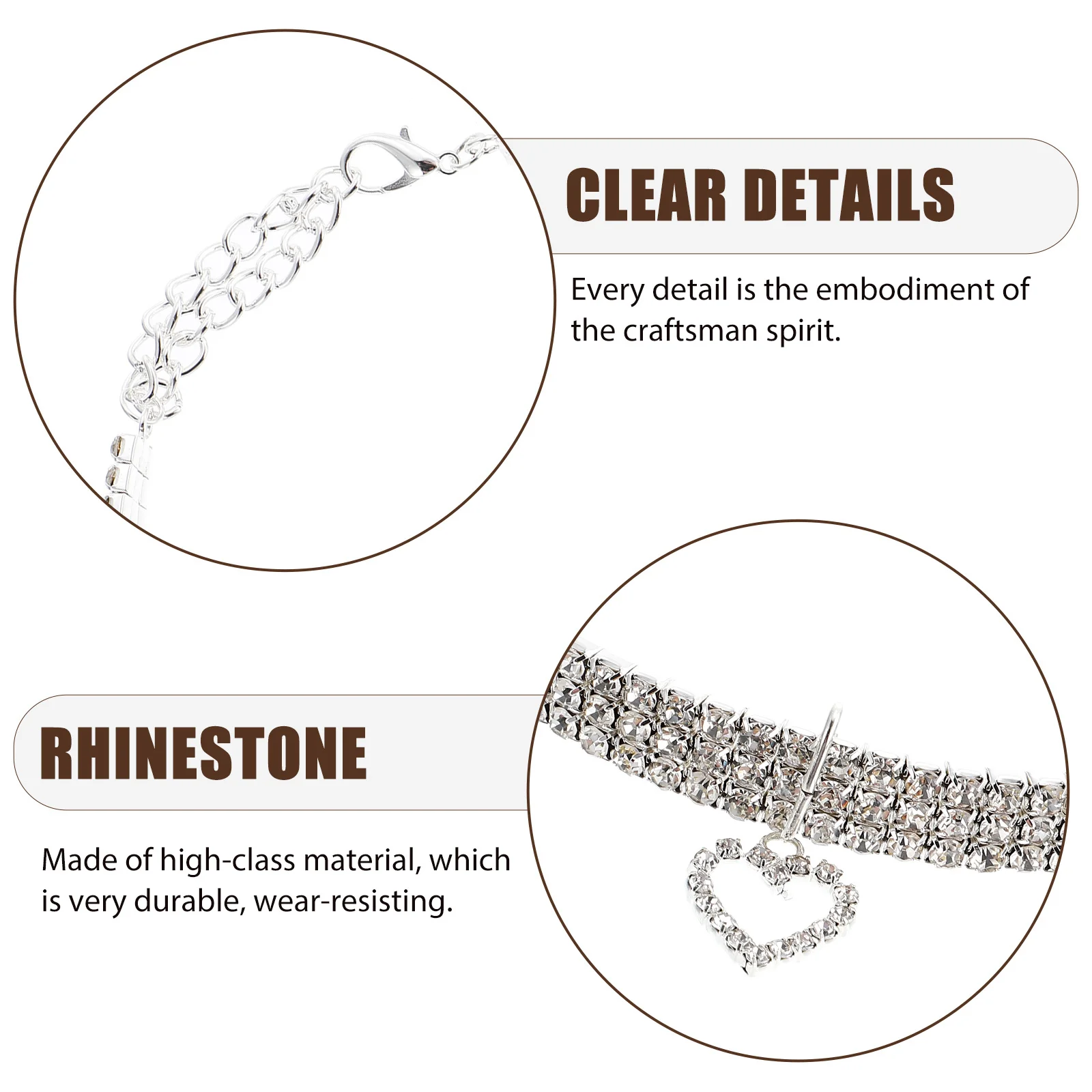 

Pet Collar Dog Puppy Rhinestone Heart Pendant Chain Necklace Durable Soft Neckwear for Control Protection and Convenience