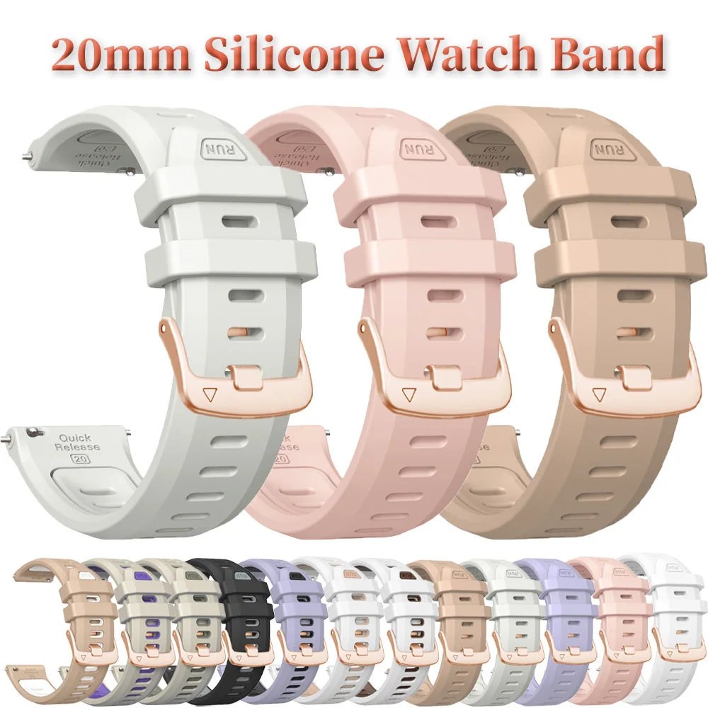 Fashion Silicone Watch Band 20mm For Samsung Galaxy Watch 7 6 5 4 40mm/44mm,Watch 6/4 Classic/Watch 5 Pro 45mm,Adjustable Band