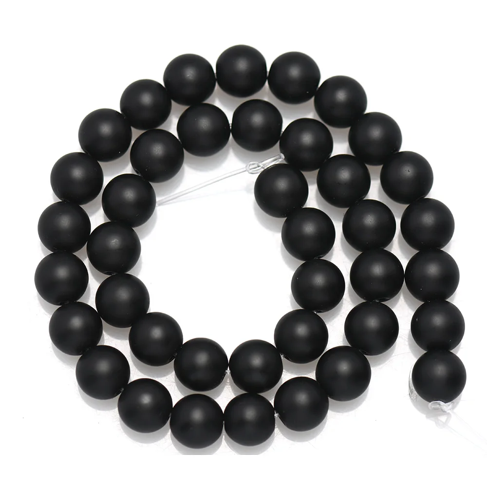 4-12mm Black Matte Onyx stone Round Loose Beads For DIY Jewelry Bracelet Necklack Earrings Making Accessories 1Stand