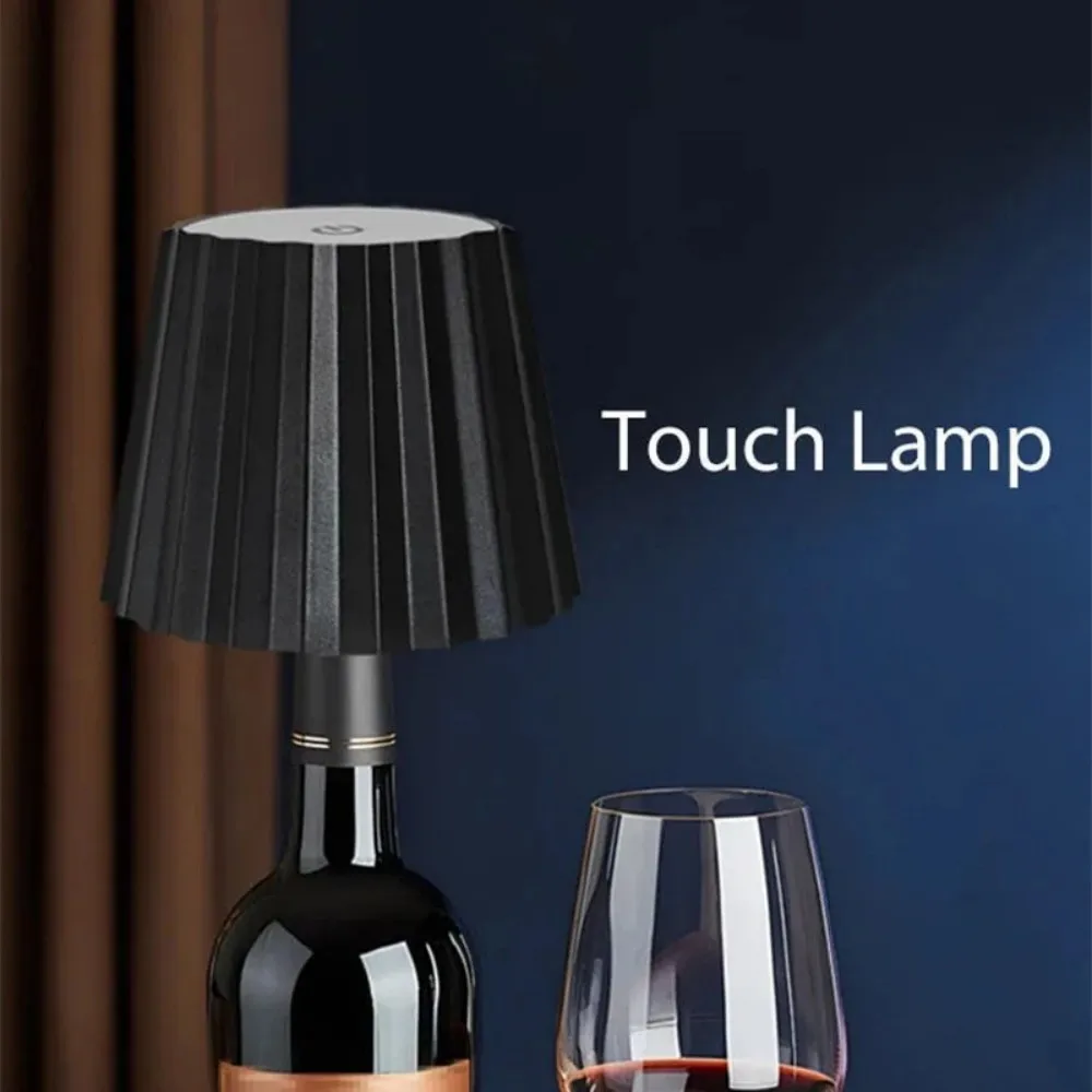 Wireless Table Lamp LED Wine Bottle Base Rechargeable Vases Light Touch Switch Bar Dining Lamp