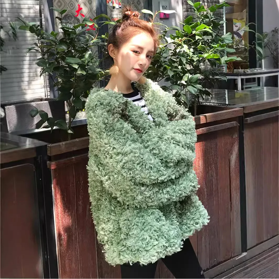 Casacos de pele encaracolado falso jaquetas femininas peludo outerwear y2k mangas compridas grosso pele quente solto streetwear casual 2025 outono inverno