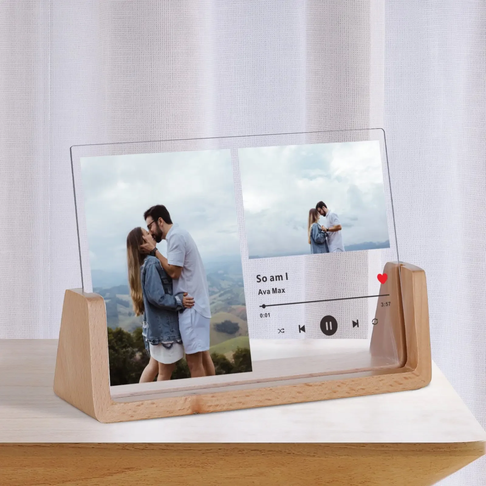 

Customized Photo Frame Personalized Wooden Music Code Desktop Picture Frames for Wife Husband Anniversary Valentine's Day Gifts