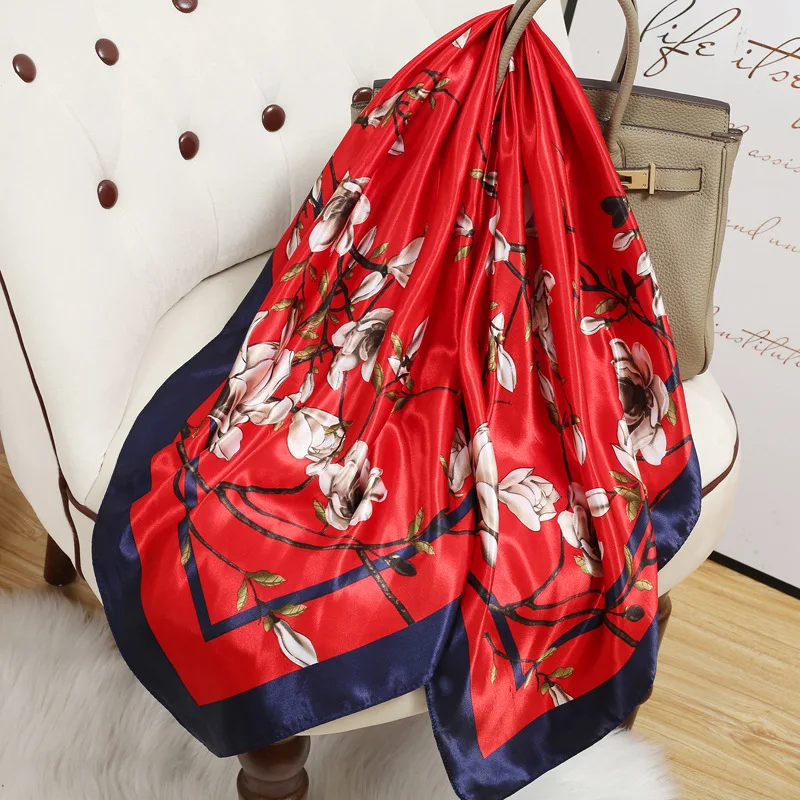 New Fashionable Women Silk Scarf Versatile Outdoor Wrap With Bold Pattern And Large Sized Scarf view 3