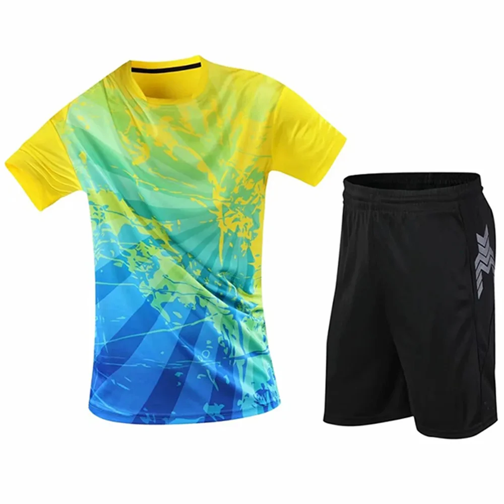 Camisa de tênis de mesa e shorts para homens e mulheres, camisas de badminton 3D, roupas ping pong, roupas esportivas para jogging