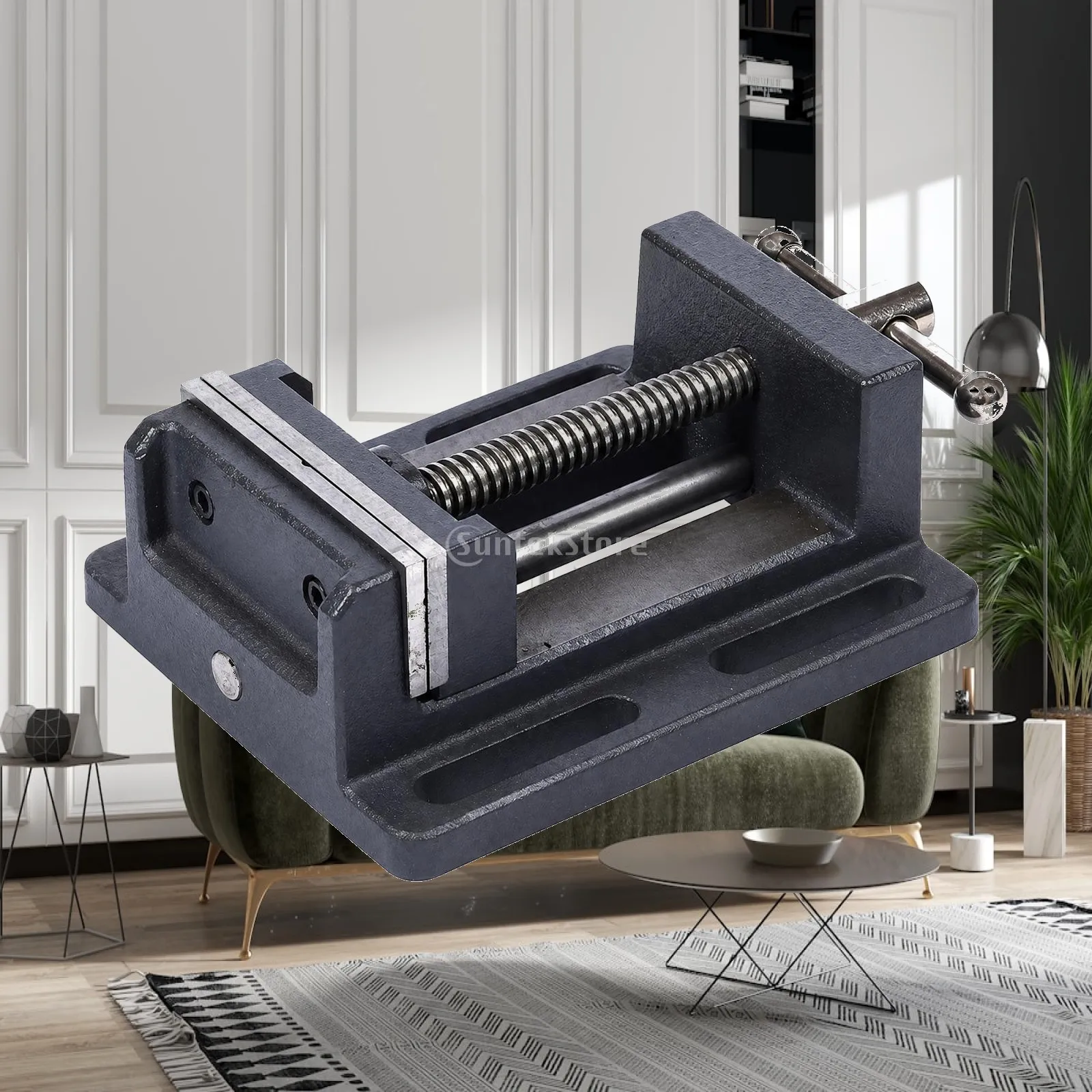 Versatile Bench Vise for Drill Press Milling Work with Cast Iron Body and Smooth Hand Operated Clamping System